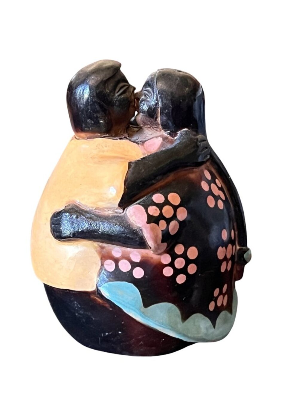 Chulucanas Peru Pottery Kissing Lovers Ceramic Sculpture 5" Tall Handcrafted VTG
